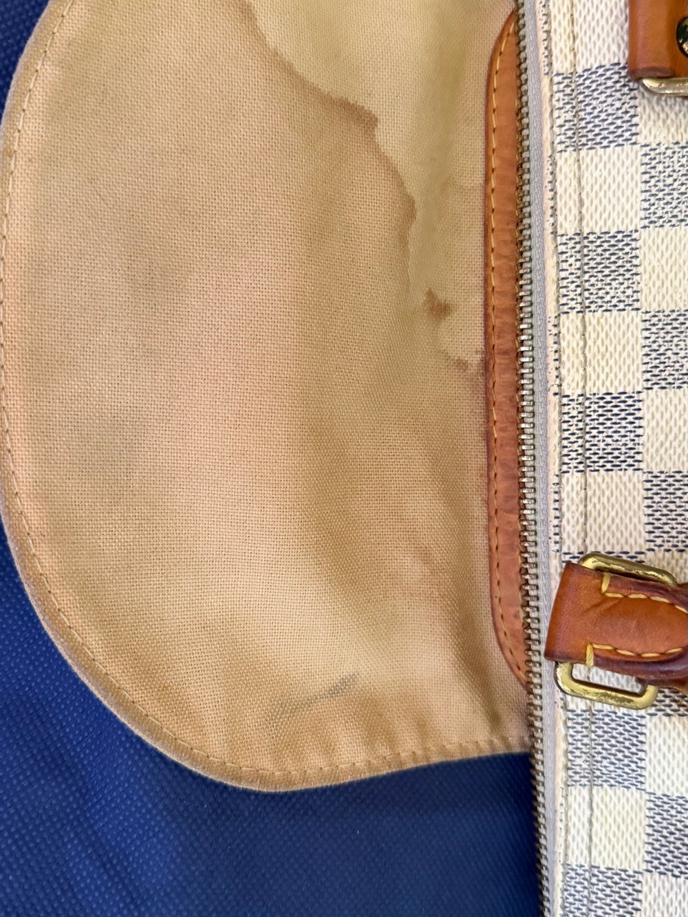 Authentic Louis Vuitton Damier Azur Canvas Tote with Brown Leather Handles - Picture 3 of 13